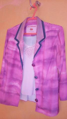 Blazer Em poliester rosa choque degradé Monotropo - Foto 3