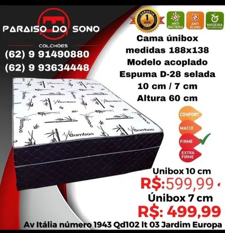 Cama box casal colchão 7 cm acoplado