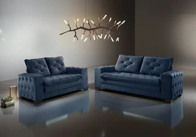 Conjunto Sofá 3x2 Lugares Botonado Tecido! Produto Novo Direto da Fábrica! - Foto 3