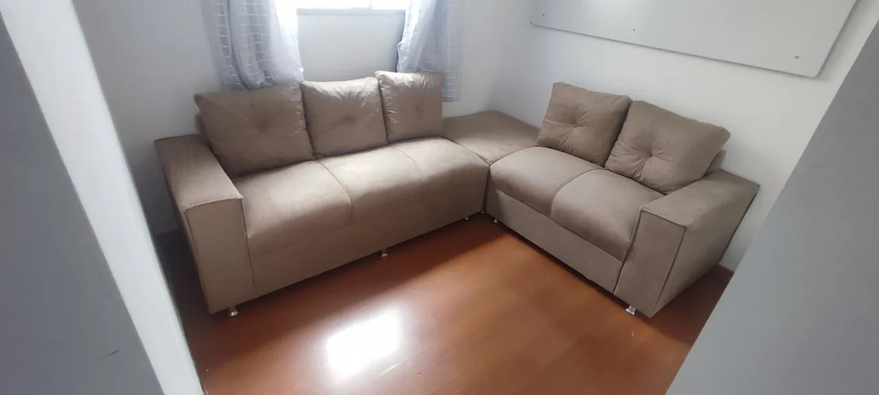 SOFA DE CANTO BEGE CONFORTÁVEL COM GARANTIA