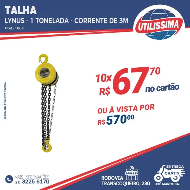 Talha Elétrica Polti 1 Ton 9 M C/ Trolley - LOJÃO DAS MÁQUINAS