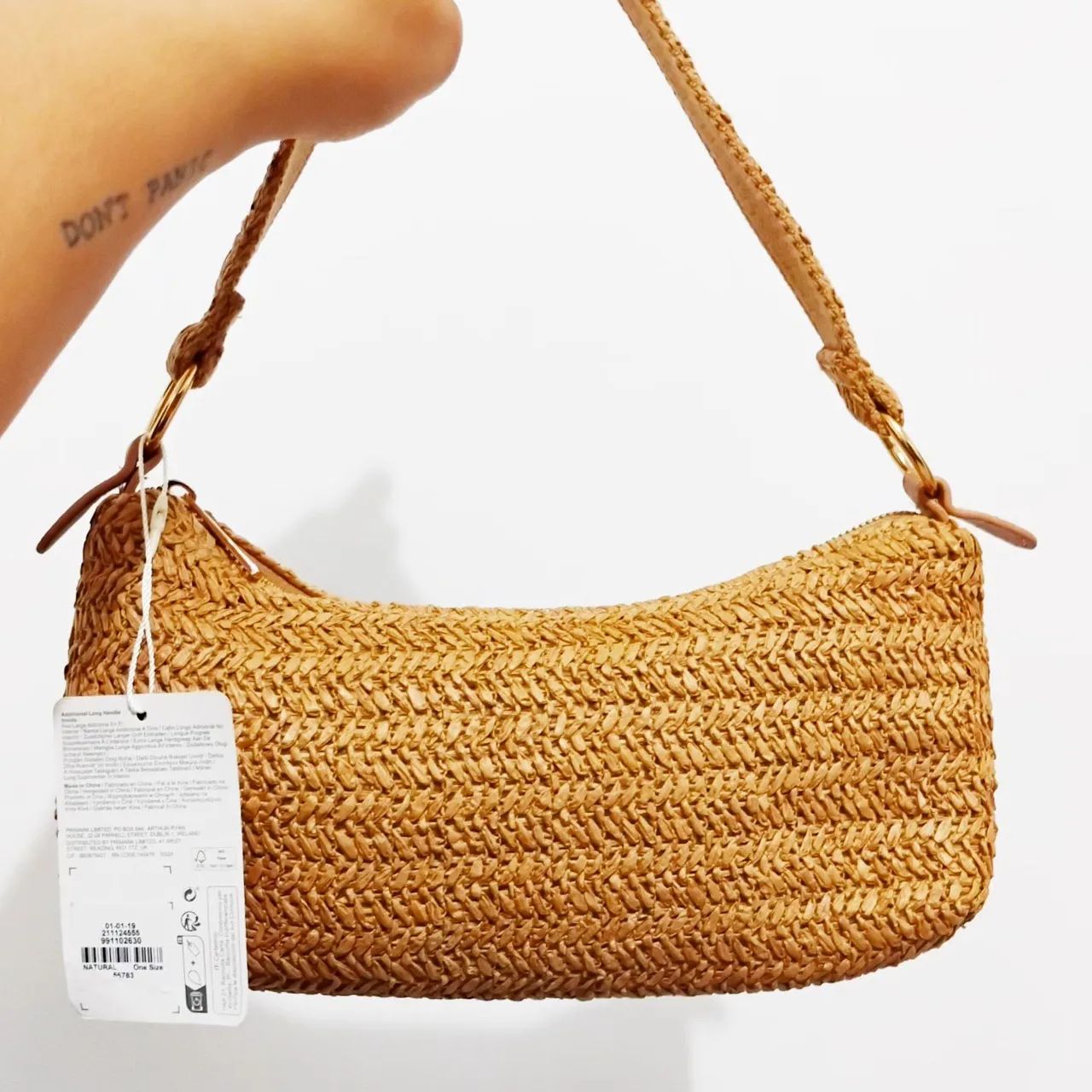 Bolsa de Ombro em Palha baguete duas alças Primark original - Foto 2