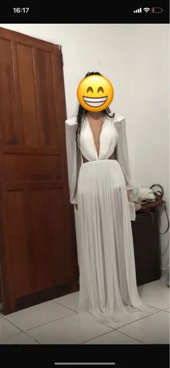 Vestido Branco Longo transparente