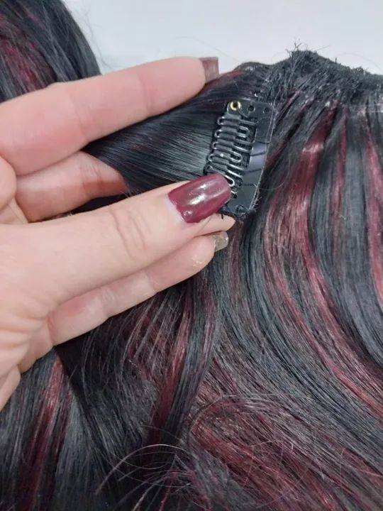 Cabelo com mechas vermelhas de  tic tcs bio humano original . - Foto 3