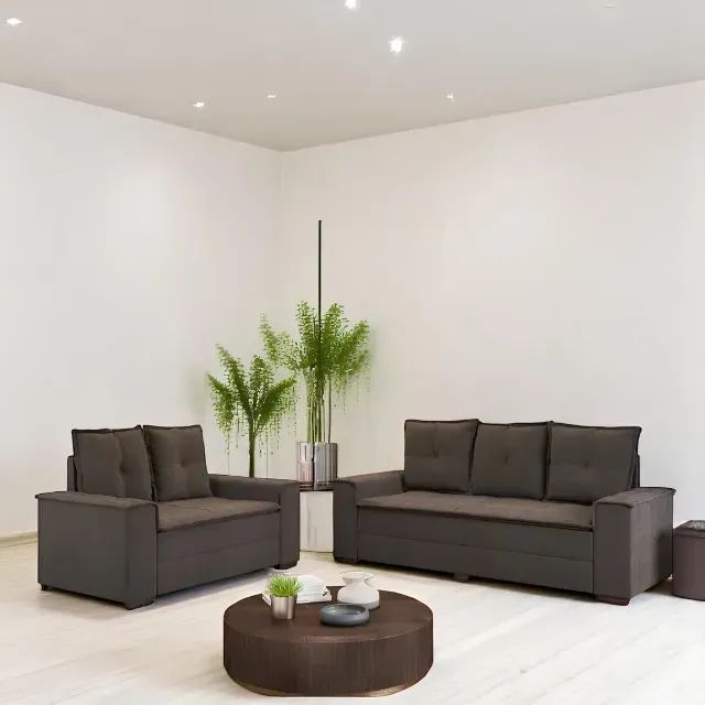  Sofa 2 e 3 lugares turim marrom (em estoque)