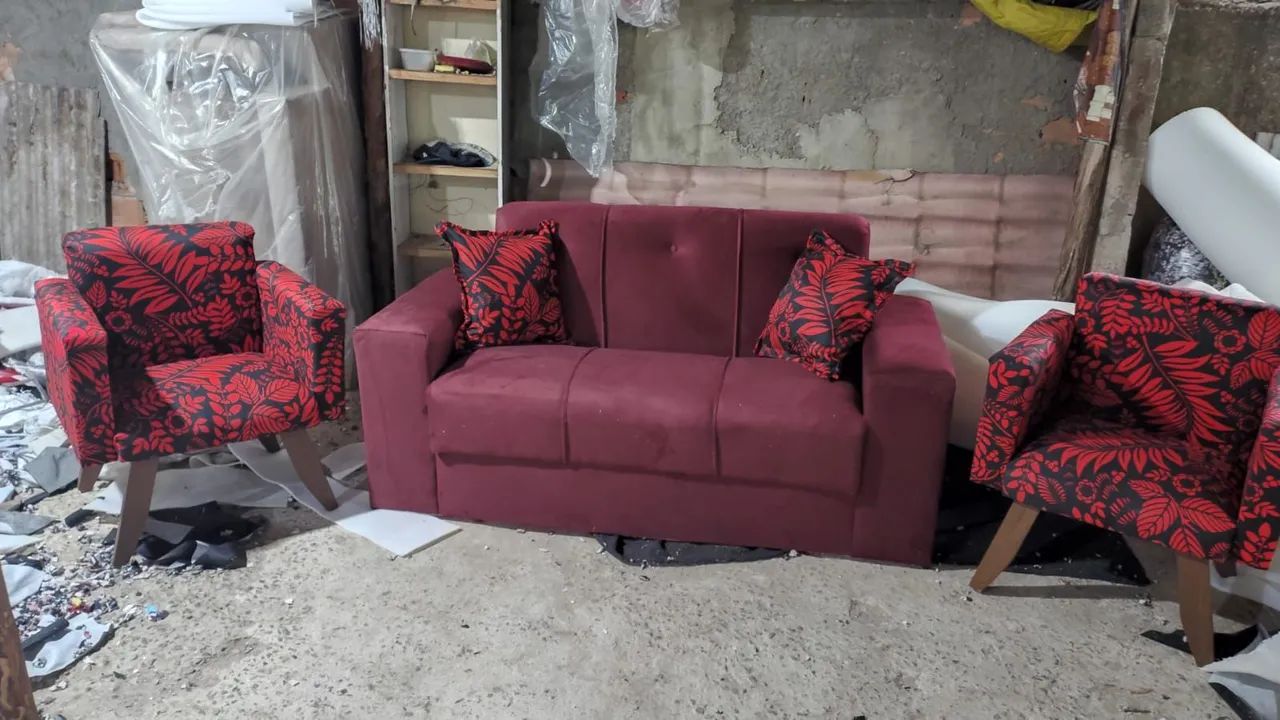 Conjunto Sofá 3 Lugares + 2 Poltronas várias cores / pague na entrega  - Foto 4