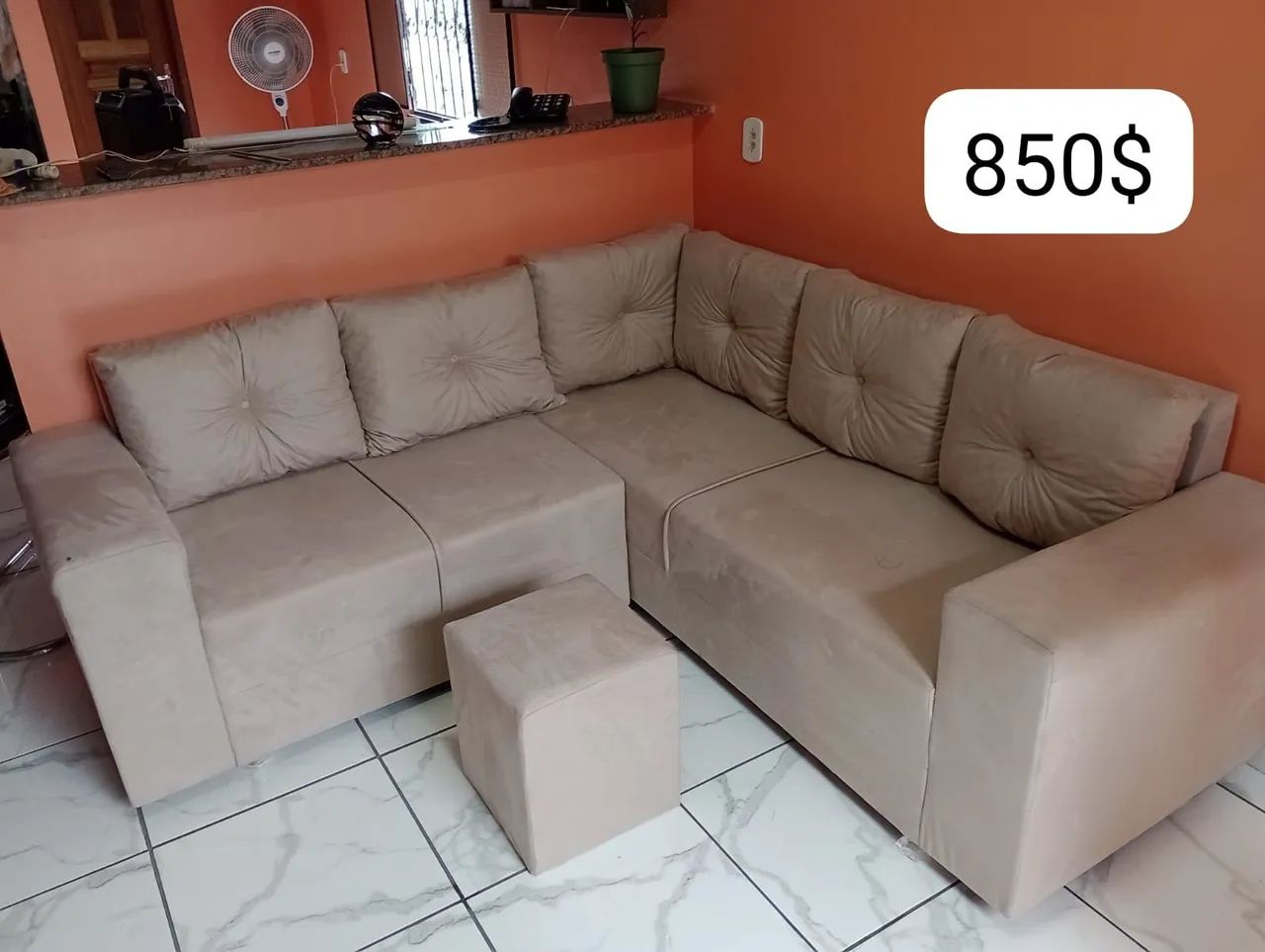 Sofá de canto várias cores com puff - 850$ - Foto 2