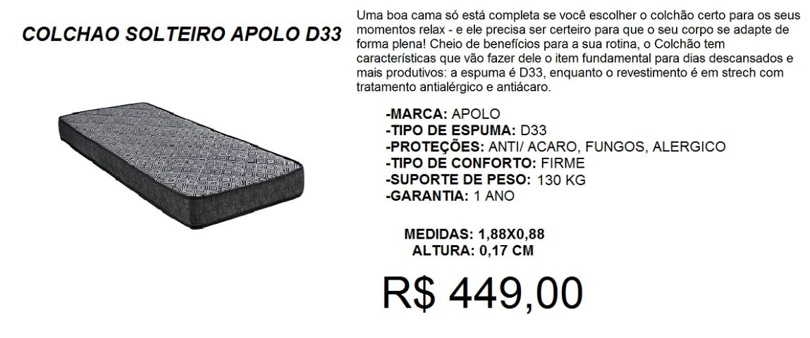 Colchão de solteiro espuma - entrega imediata 