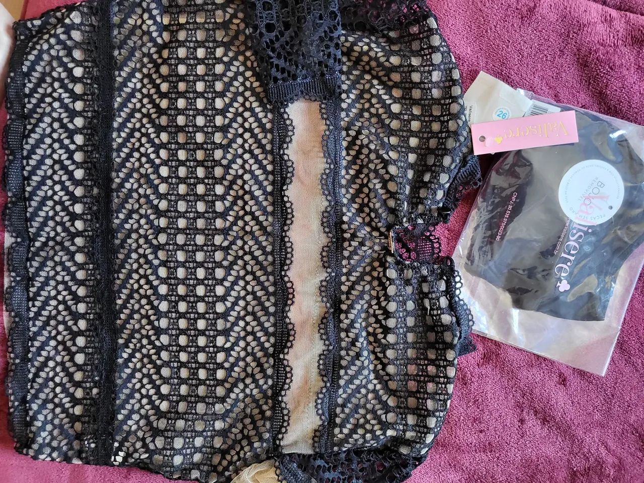 Blusa de renda preta Valisere - Foto 3