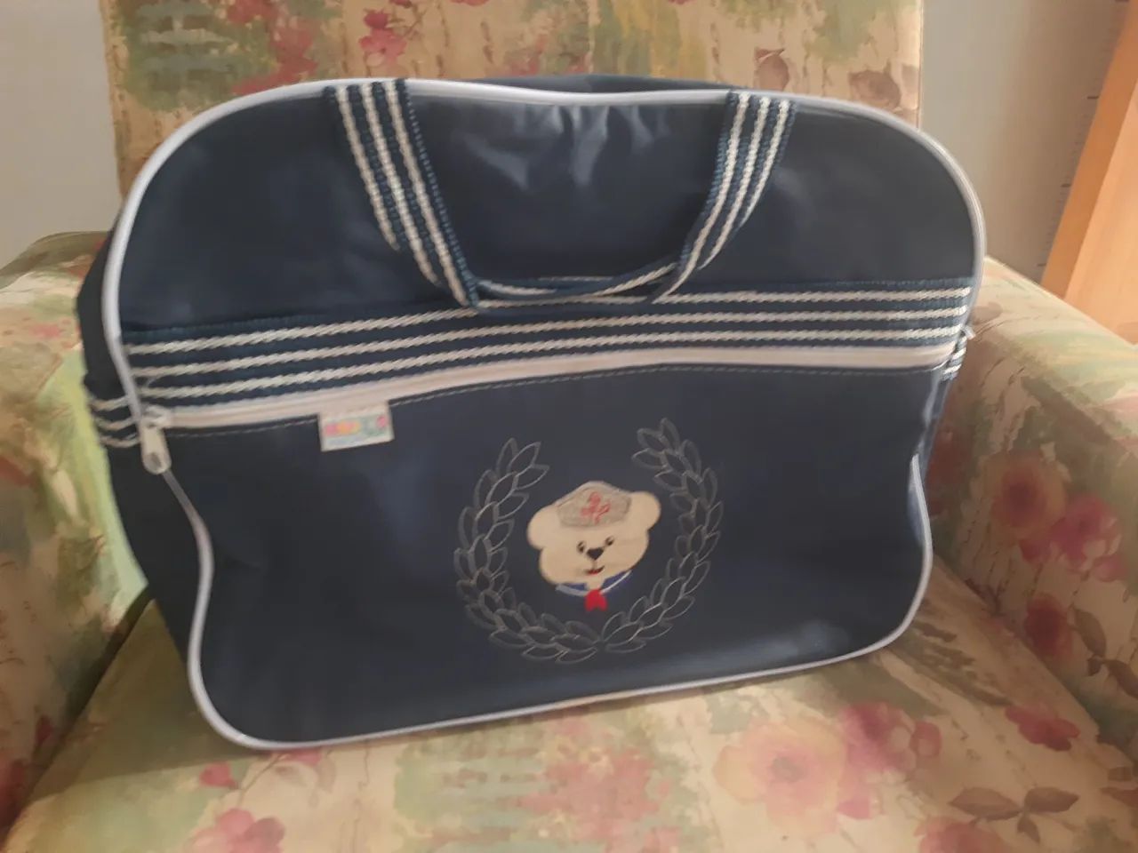 Kit de Malas de Bebê-Azul Marinho e Bordado Ursinho - Foto 4