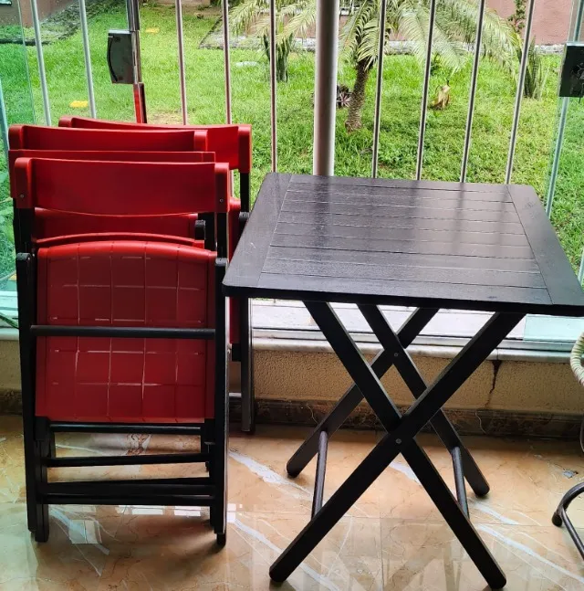 Conjunto Cadeiras Mesa Madeira Tramontina Potenza Dobrável