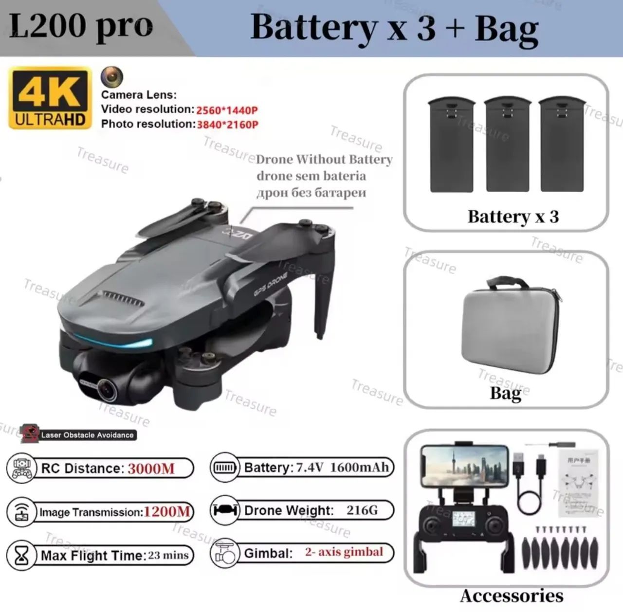 Drone L200 Pro Max com Câmera 4K - GPS  - Foto 2