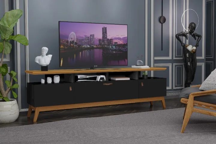 RACK PARA TV 1.80m RETRÔ 3 ABS 3 PORTAS VÁRIAS CORES = FRETE + MONTAGEM GRÁTIS! - Foto 4