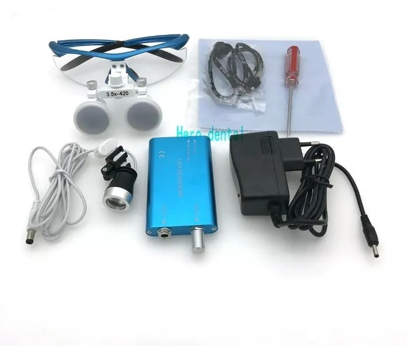 Profissional Lupa Azul Luxo Com Led E Maleta Cirurgia Dentista 3,5x