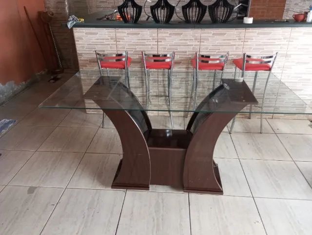 Mesa de jantar  de vidro retangular para seis cadeiras - Foto 5