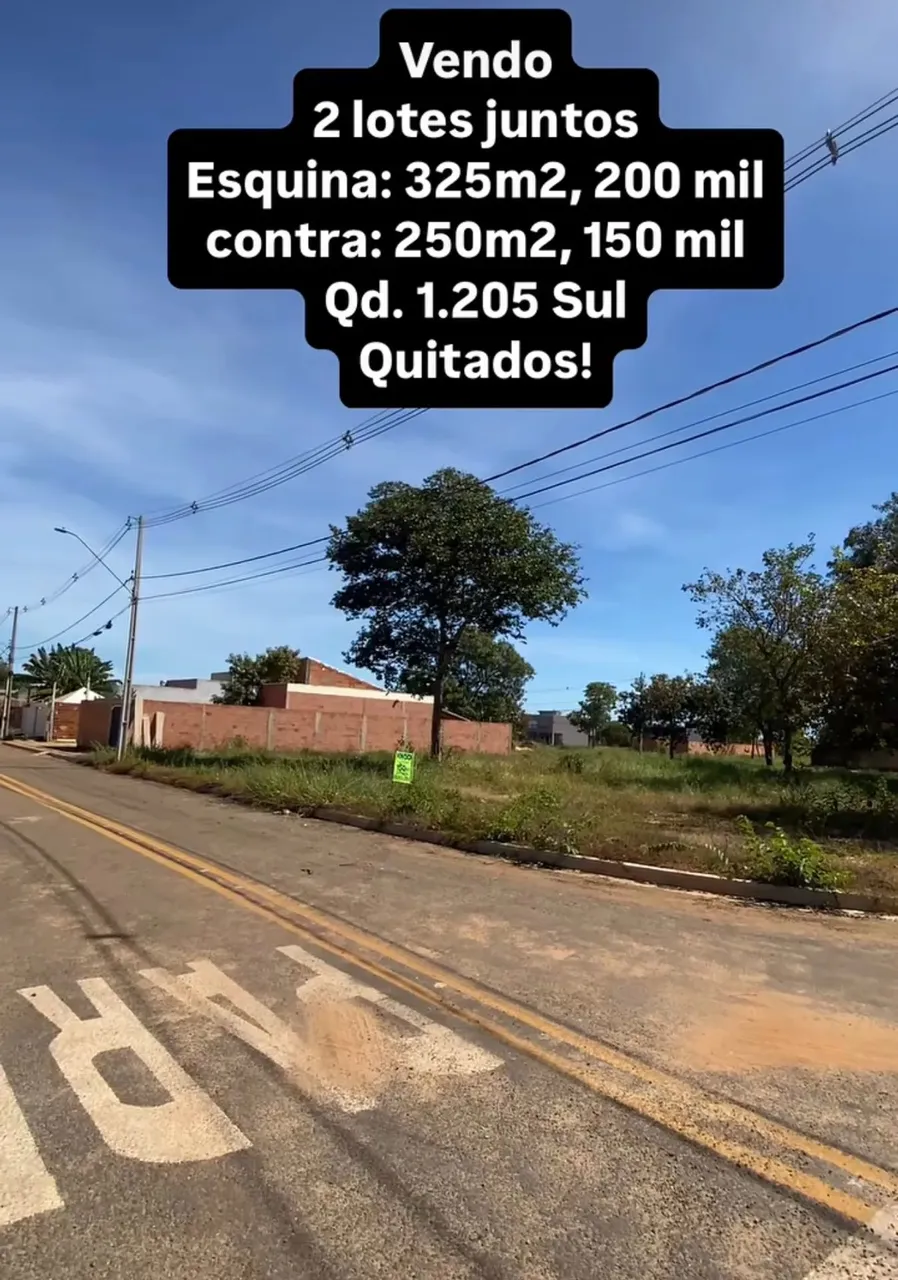1205 sul ARSO 122 , 2 lotes juntos,sendo esquina e contra esquina, quitados