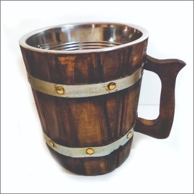 caneco de chopp de madeira oktoberfest - Foto 3
