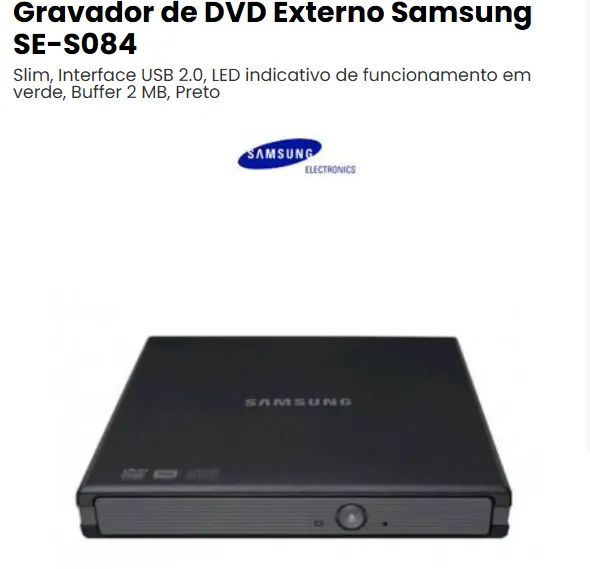 Gravador de DVD Externo Samsung SE-S084