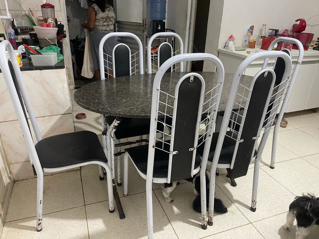 Mesa de mármore 6 cadeira 