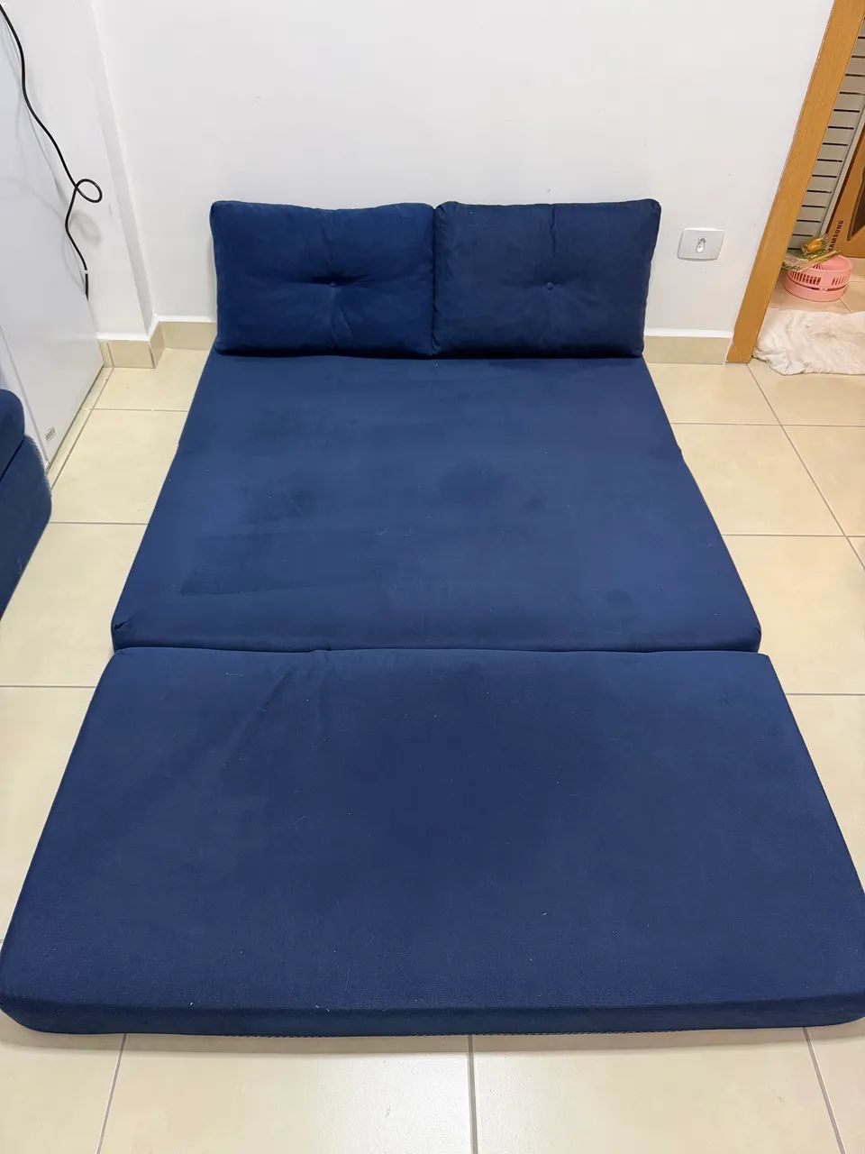 Sofá-cama Multiuso de Casal 3 em 1 Dobrável em Suede - Foto 2