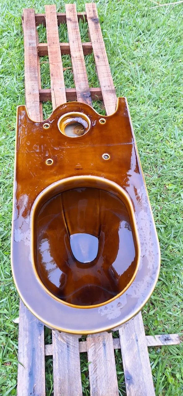 Vaso sanitário Deca com caixa acoplada marrom