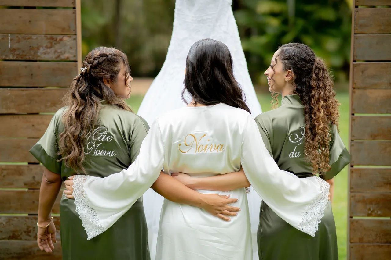 Robe e Camisola Noiva bordado longo - M 