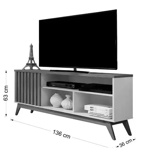 Rack Malbec Wood para Tv Até 55 Polegadas 1 Porta Ripado Giga 136cm  - Foto 2
