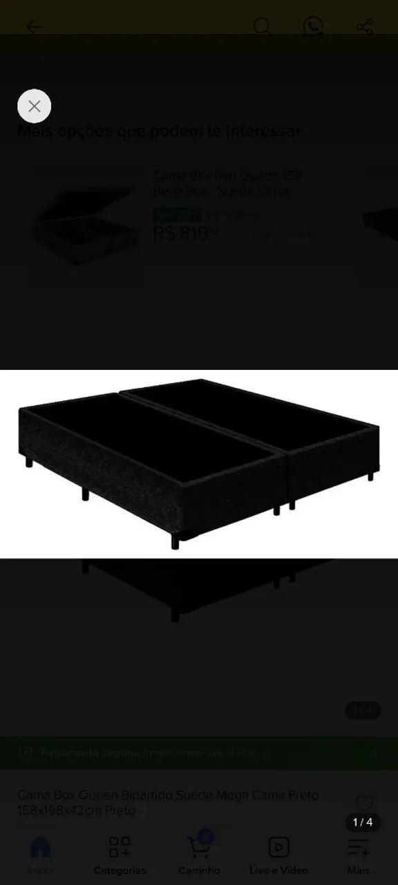 Base cama box queen preta