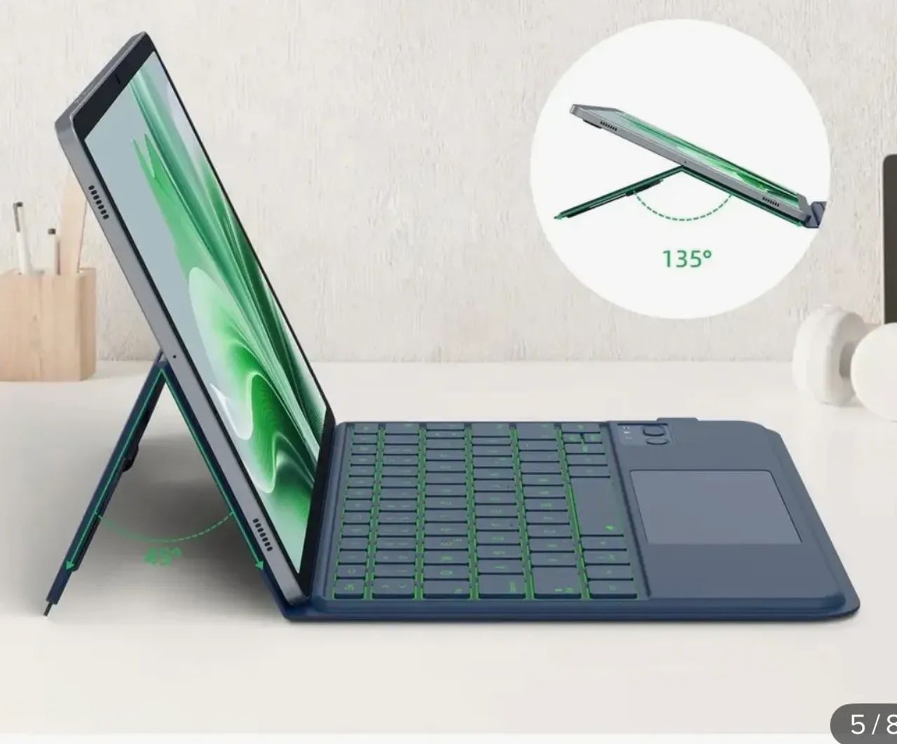Capa com teclado tablet samsung S7FE/S7 Plus/S8 Plus/S9 Plus/S9FE Plus/S10 Plus 12.4? - Foto 4