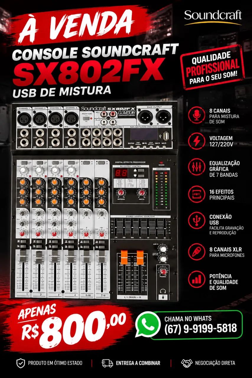 Mesa de som sx802fx