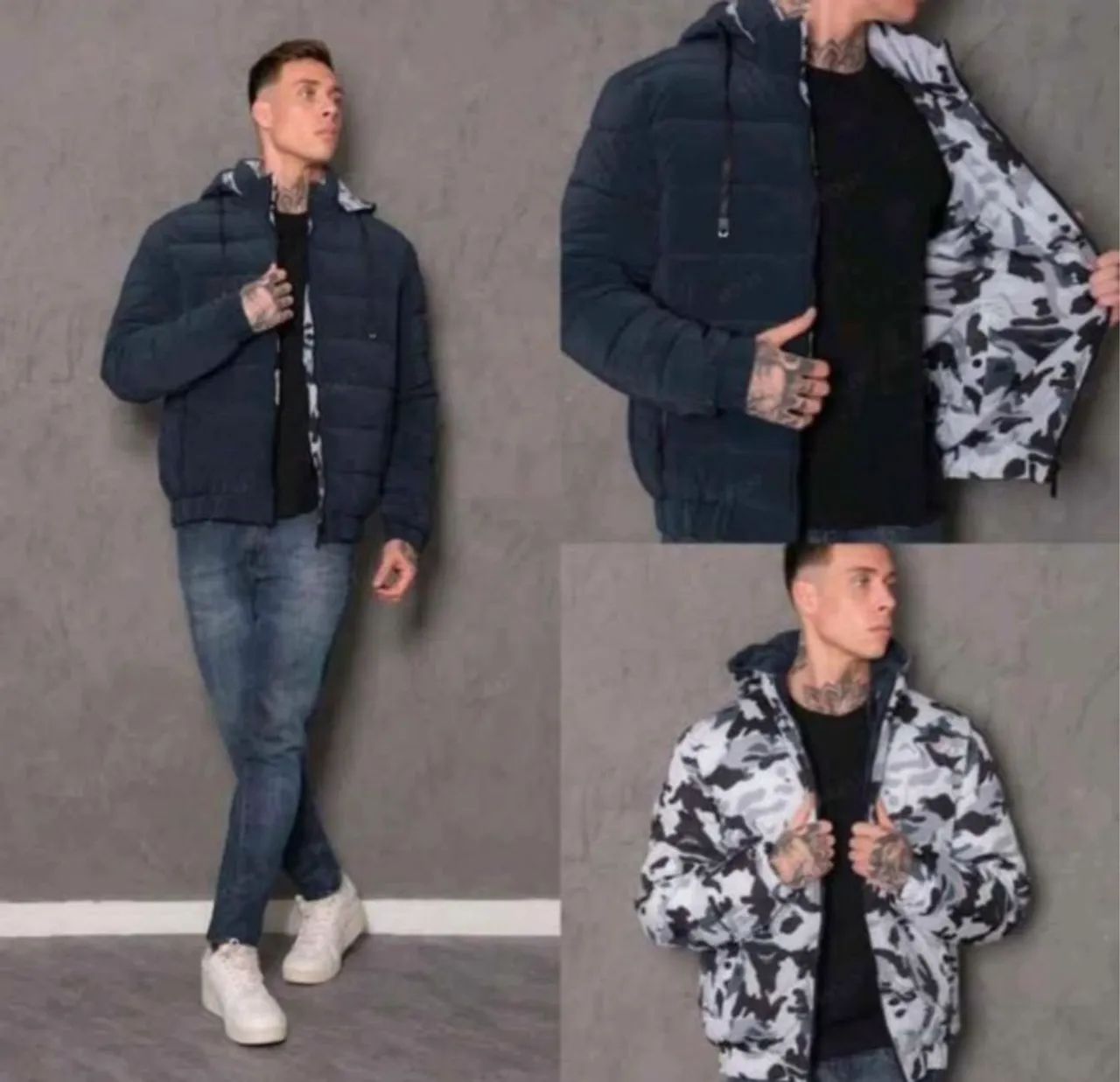 Bobojaco dupla face azul/snow military NOVO
