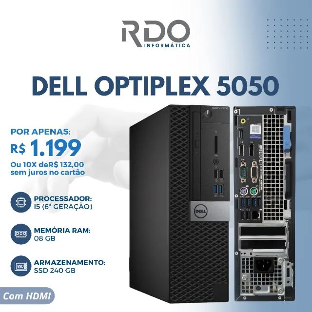 PC Dell Optiplex 5050 i5 6ª Geração, 8GB RAM, SSD 240GB, HDMI