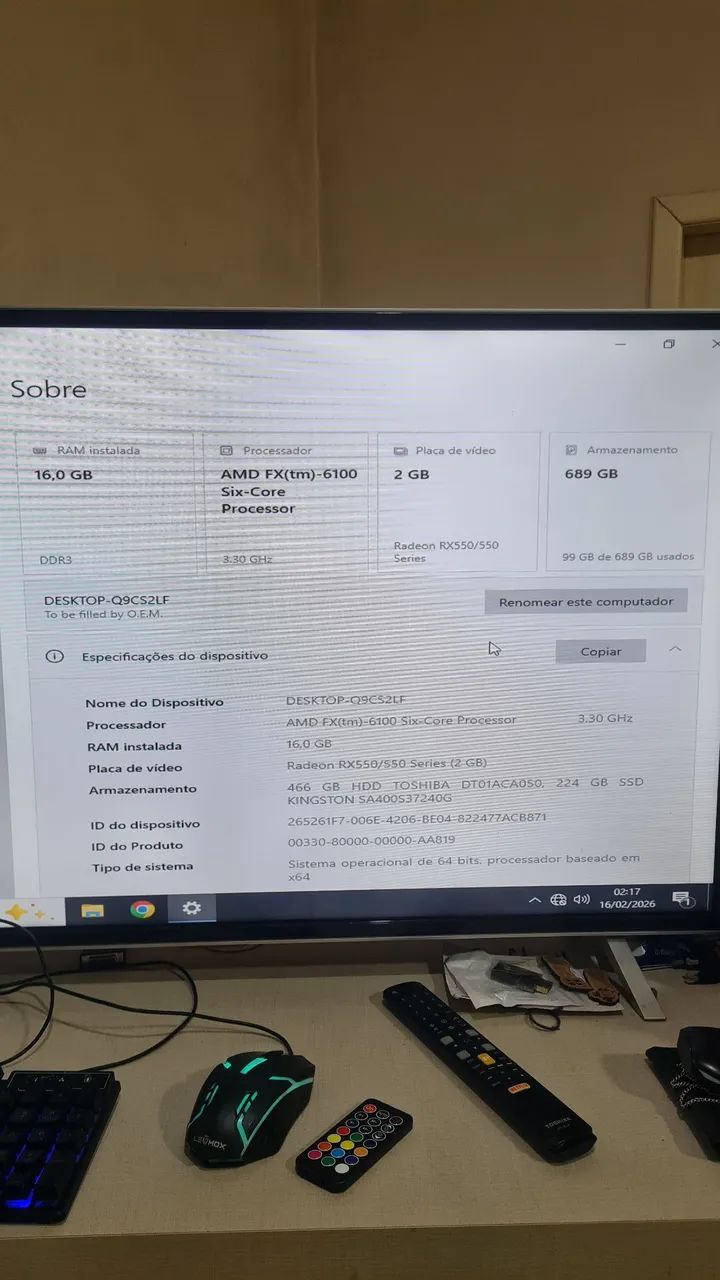 PC Gamer Completo RGB | 16GB RAM | RX 550 | SSD + HD | Pronto para Jogar - Foto 3