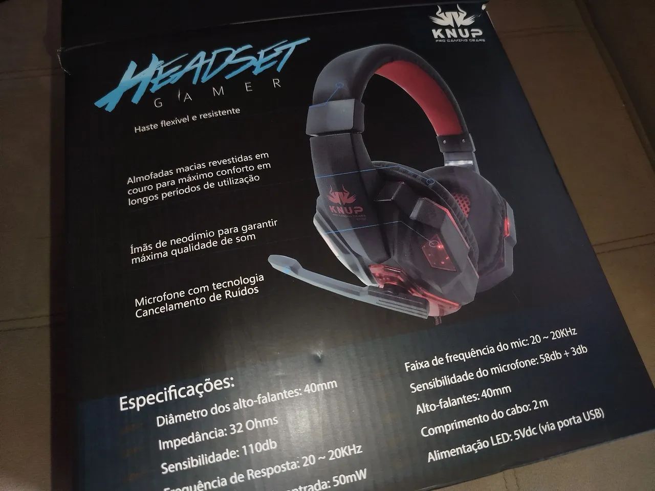 Fone KNUP Gamer com LED e microfone  - Foto 2