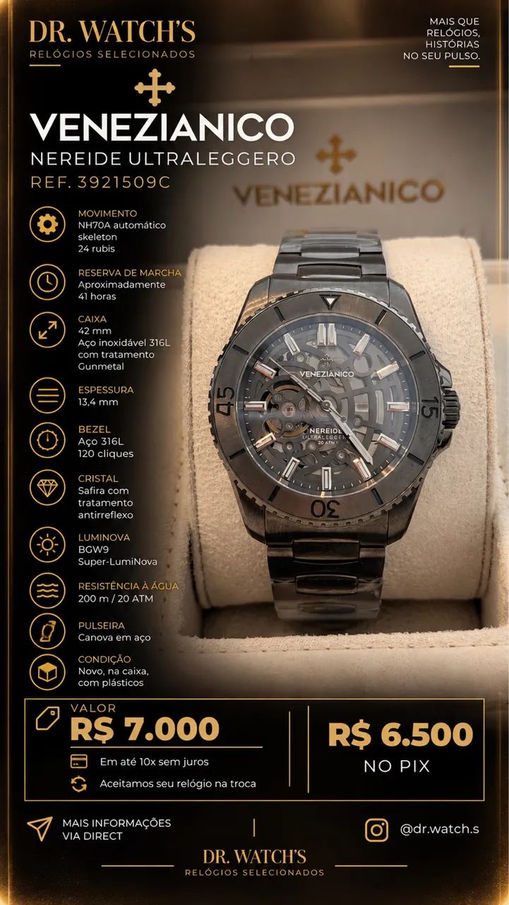 Venezianico nereide ultralegero skeleton 42mm
