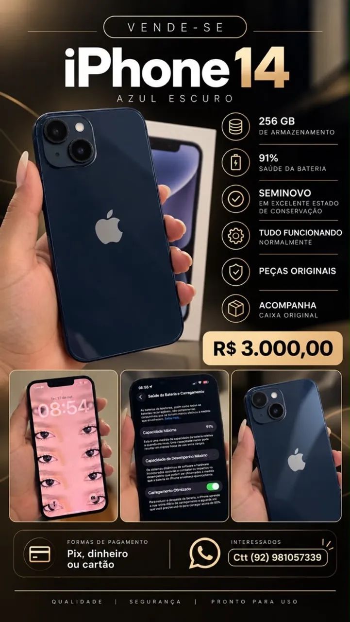 iPhone 14 256gb com a caixa 