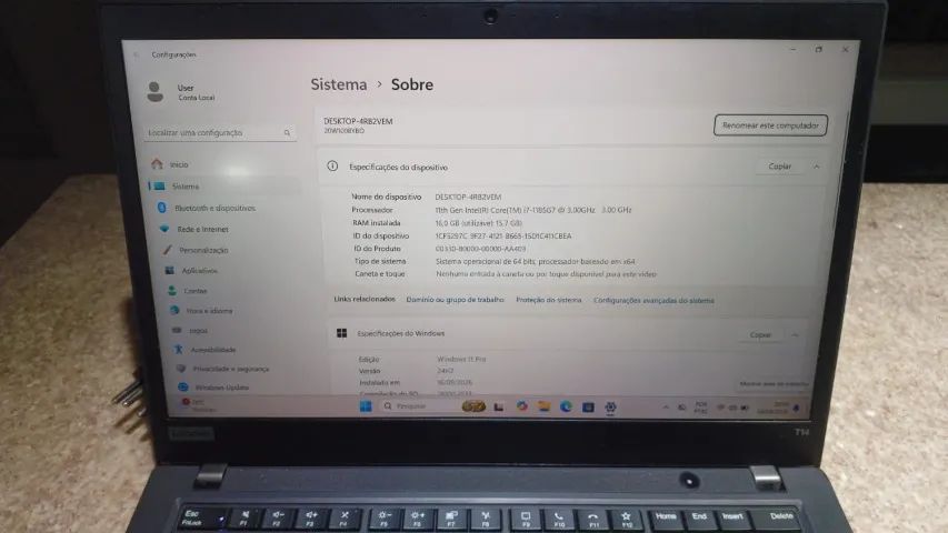 Notebook Lenovo ThinkPad T14 Gen 2 i7 11º 1185G7 - Foto 4