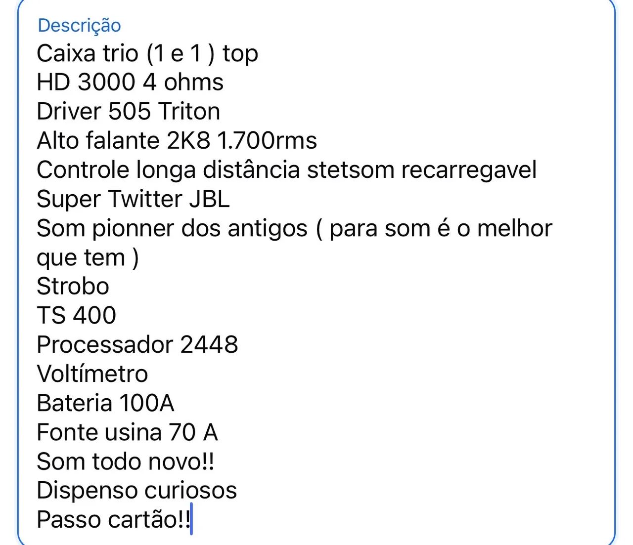 Caixa de som trio 1 e 1 