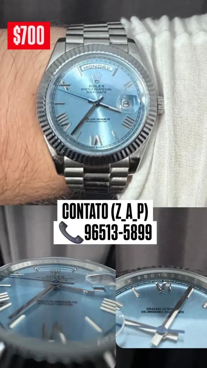 Relógio Rolex Day Date Mostrador Azul Turquesa Automático  - Foto 2
