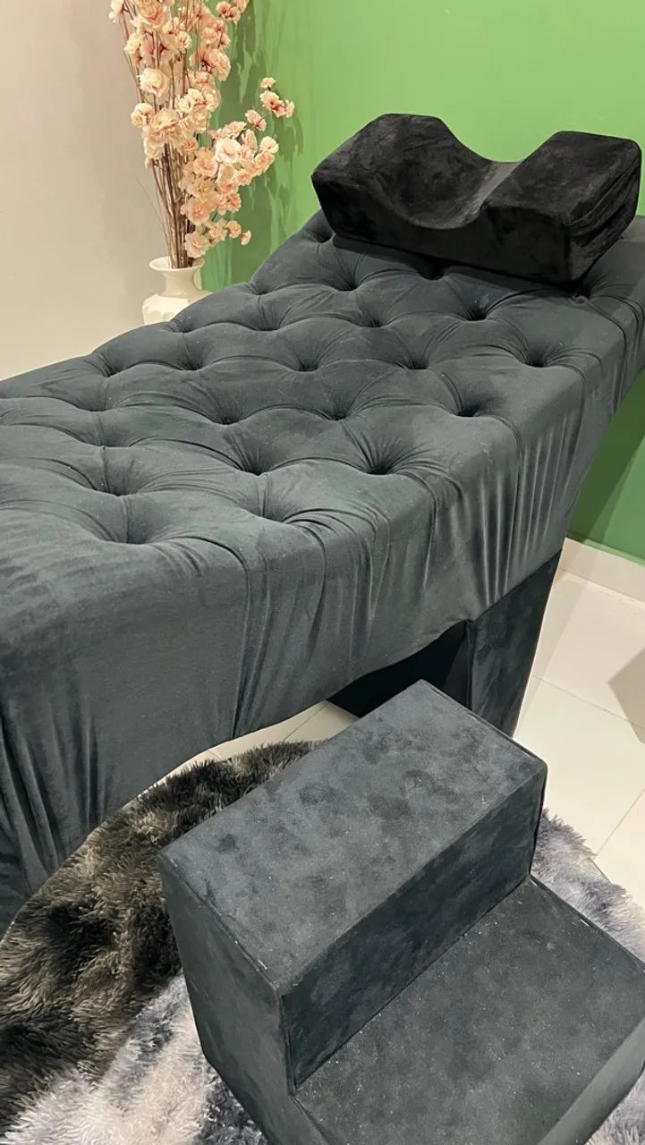 Maca de estética de luxo capitonê em veludo preto. - Foto 3