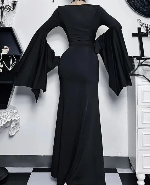 VESTIDO DE FANTASIA - DA SÉRIE WANDINHA - MODELO IGUAL AO USADO PELA MORTICIA ADDAMS KZJ - Foto 2