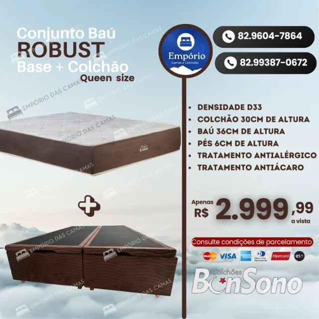 Cama Base bau e colchao bonsono molas ou espuma - Foto 3