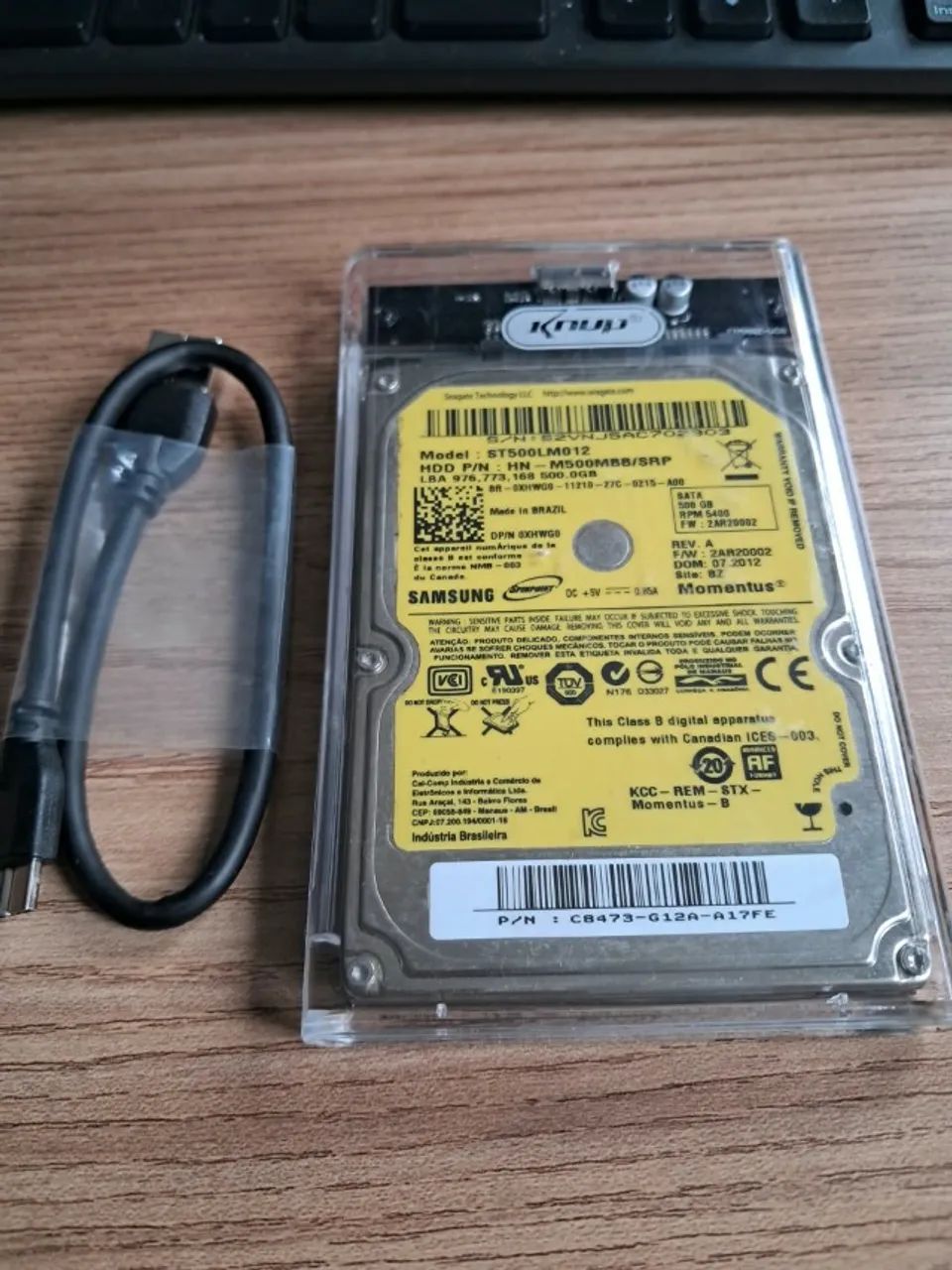HD Externo ou interno com case 500 GB