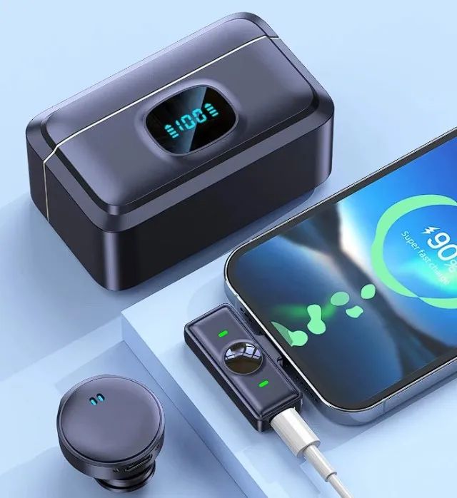Microfone Lapela Sem Fio Magnético Q8 Para Celular USB-C - Foto 2