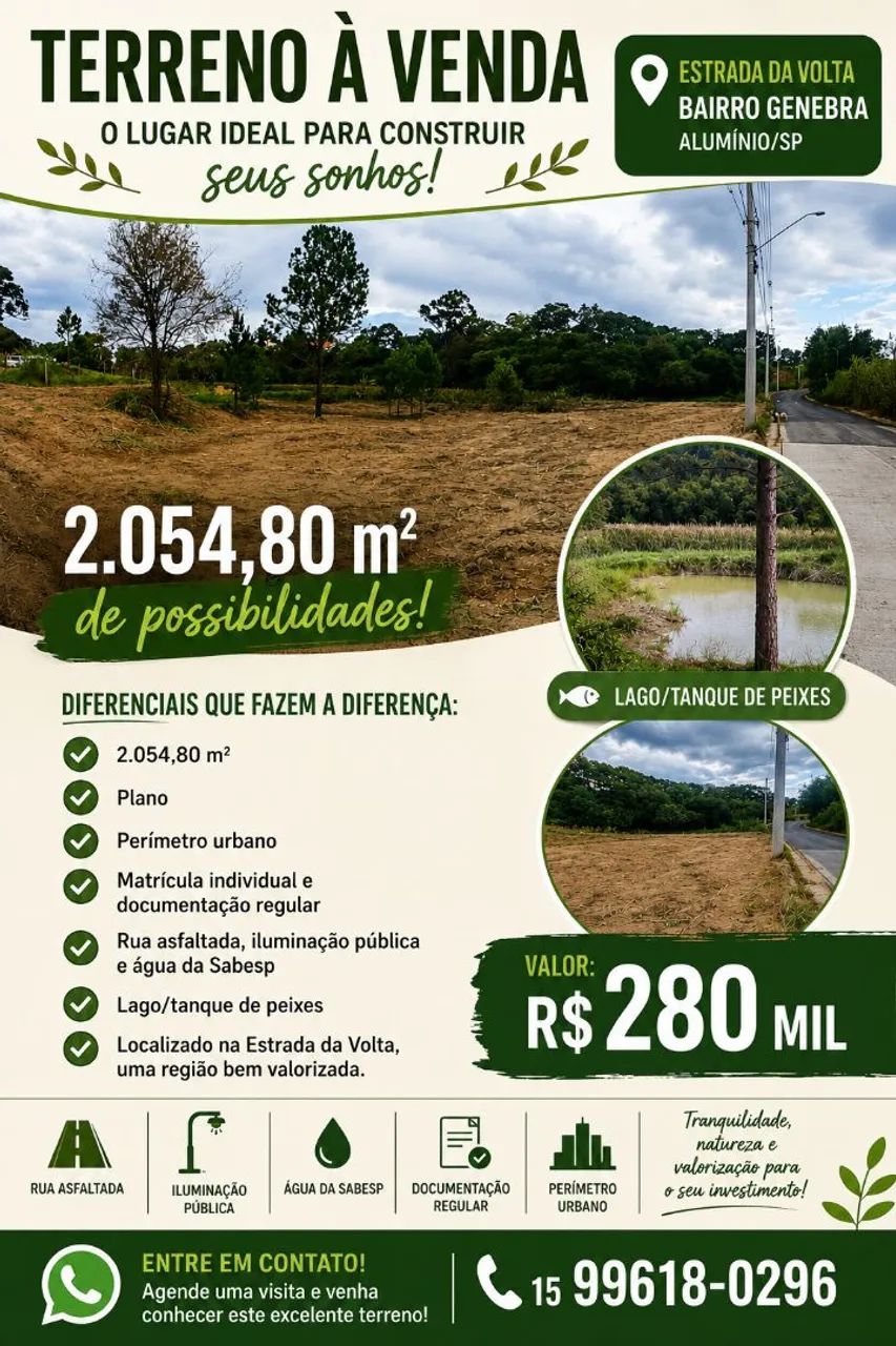 Terreno 2054,80m² bem localizado com tanque de peixe