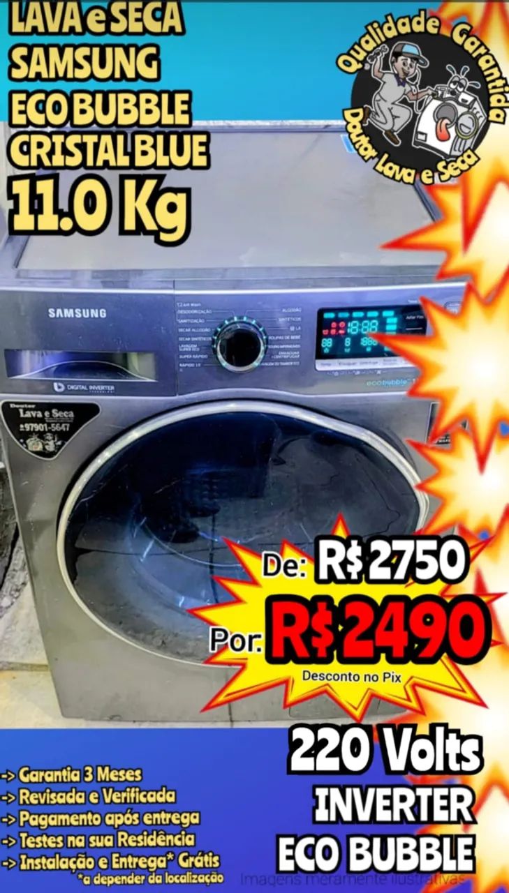 LAVA E SECA SAMSUNG 11.0KG Cristal Blue ENTREGA GRÁTIS*! GARANTIA!