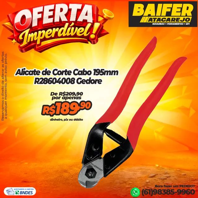 Alicate de Corte Cabo 195mm R28604008 Gedore