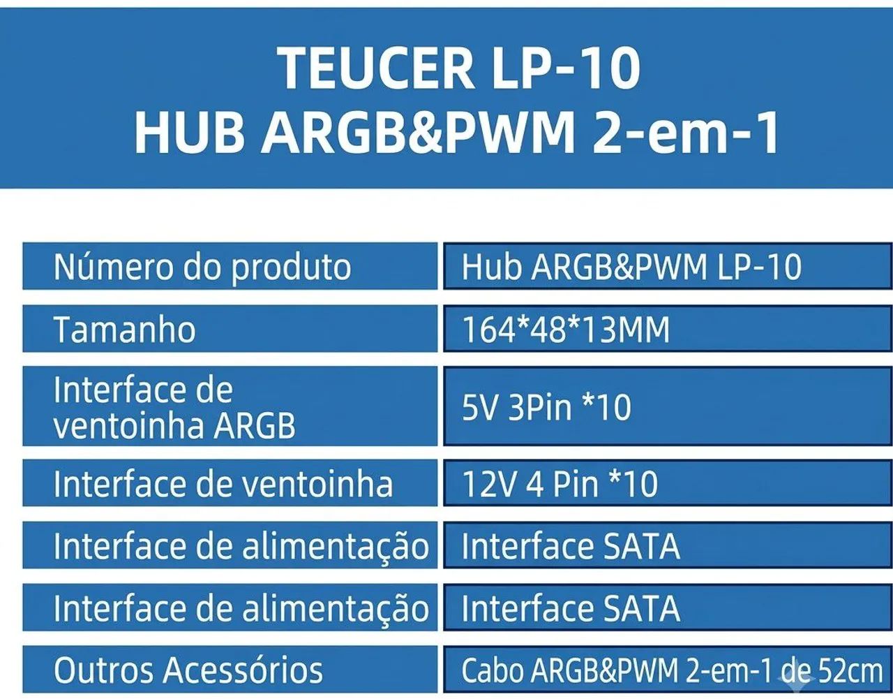 Controladora Teucer 10 portas 2 em 1 ARGB - Foto 4