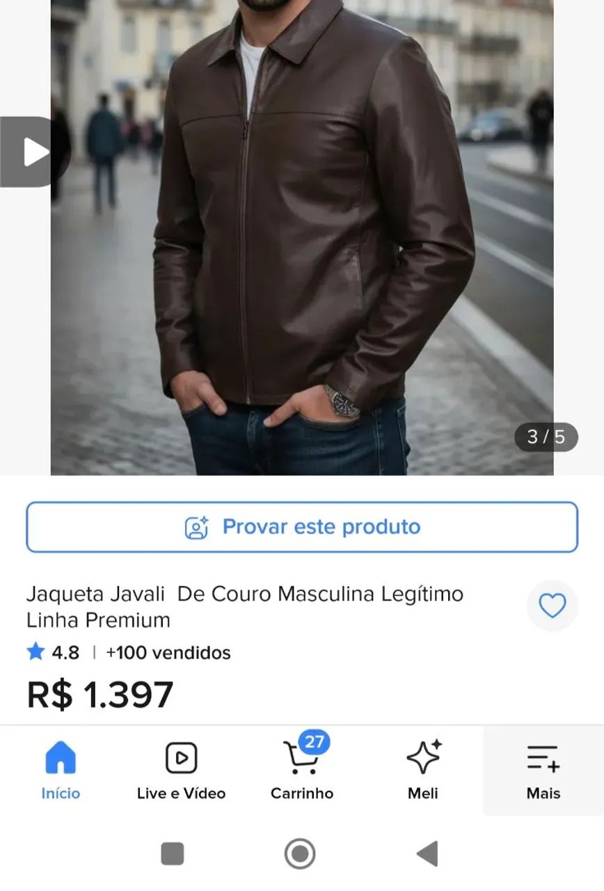 Jaqueta masculina couro javali 