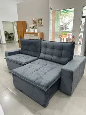 Sofá Retrátil Londres 2,52m Cinza - Conforto de Cinema em Casa
